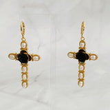 Black Rose Cross Earrings