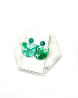 Green Swirl Deco Acrylic Earrings Valentines