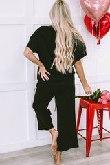 Black Sequin Heart Sweats Set