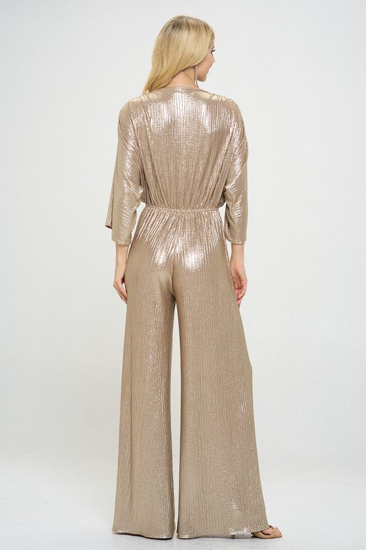 Gold Kimono Wide Leg Jumpsuit