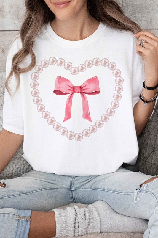 PEARL HEART BOW GRAPHIC TEE