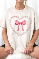 PEARL HEART BOW GRAPHIC TEE