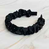 Scrunched Satin Jewel Dotted Headband