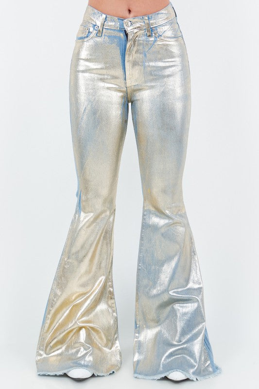 Bell Bottom Jean in Gold Foil