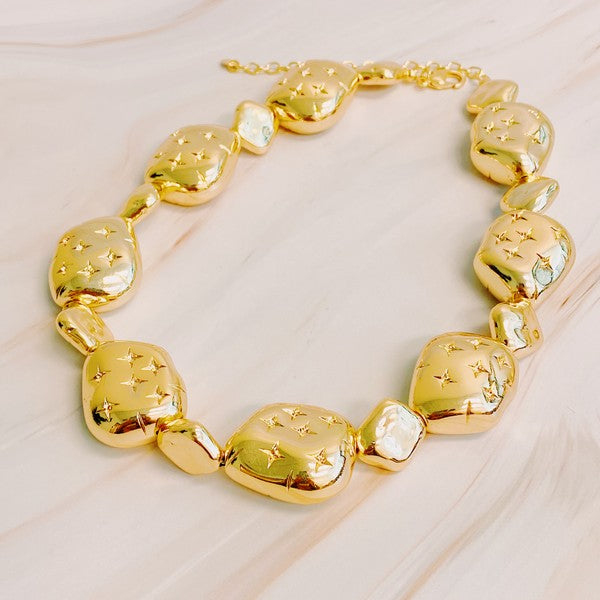 Starlight Golden Pebble Necklace