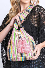 Boho Stripe Bucket Swing Bag