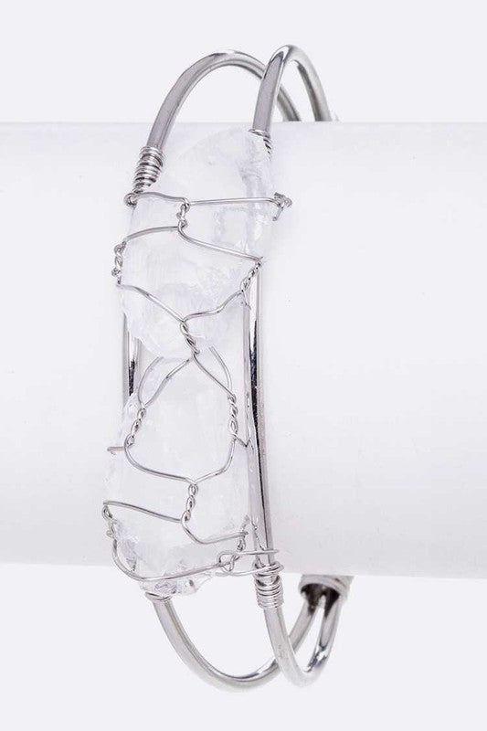 Rock Crystal Wired Adjustable Bangle