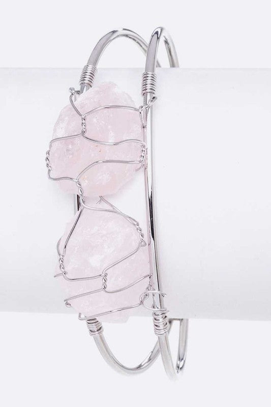 Rock Crystal Wired Adjustable Bangle