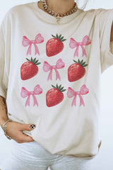 STRAWBERRY BOW COQUETTE GRAPHIC TEE