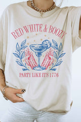 RED WHITE AND BOOZY AMERICANA GRAPHIC TEE