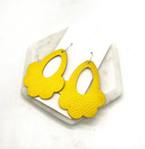 Yellow Flourish Flower Leather Earrings