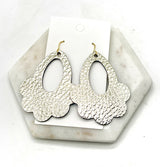 Gold Flourish Flower Leather Earrings