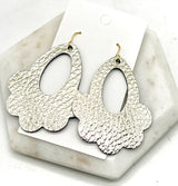 Gold Flourish Flower Leather Earrings