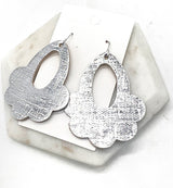 Silver Flourish Flower Corkleather Earrings