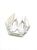 Silver Flourish Flower Corkleather Earrings