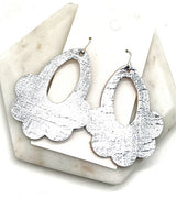 Silver Flourish Flower Corkleather Earrings