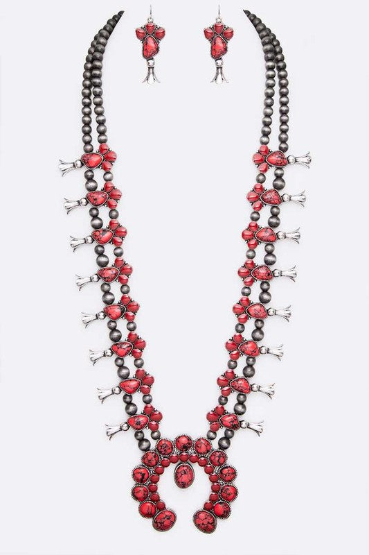 Squash Blossom Western Statement Necklace Set