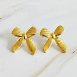 Cabled Bow Stud Earrings