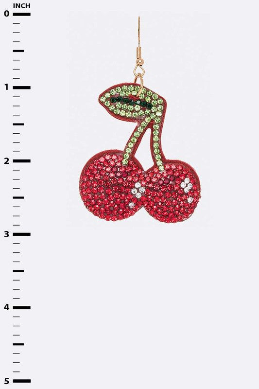 Rhinestone Cherry Pillow Earrings