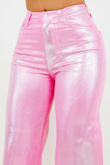 Pink Metallic Jeans