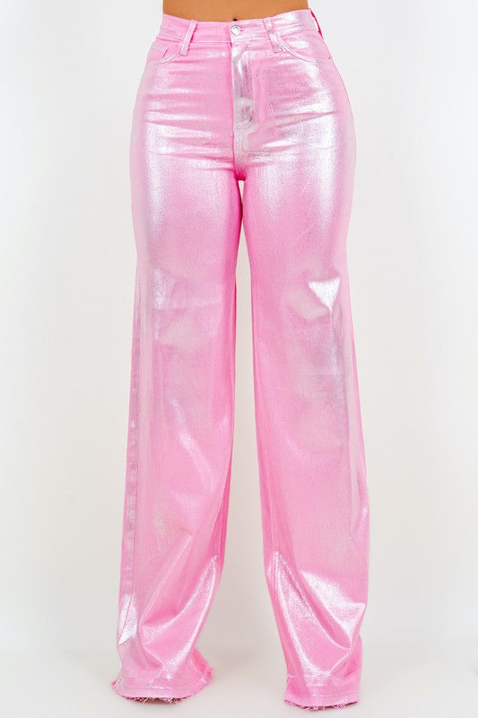 Pink Metallic Jeans
