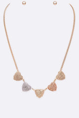 Wired Textured Heart Shape Collar Necklace Set