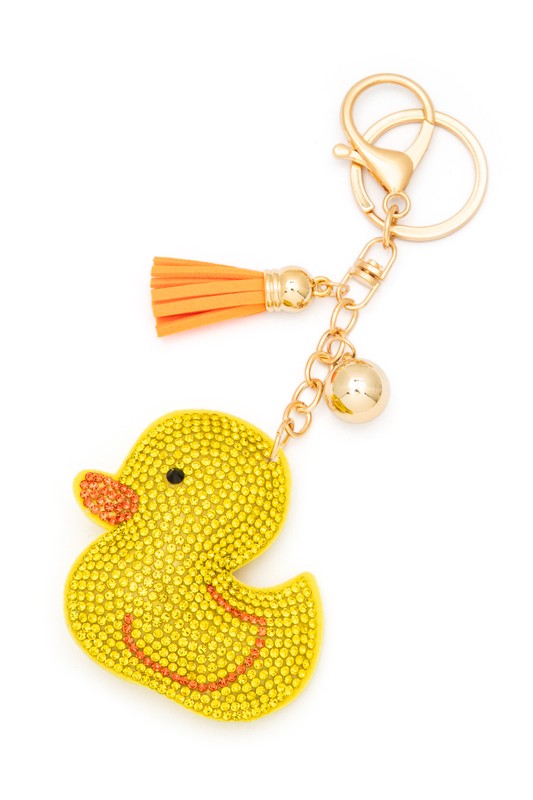 Yellow Duck Rhinestone Pillow Key Chain