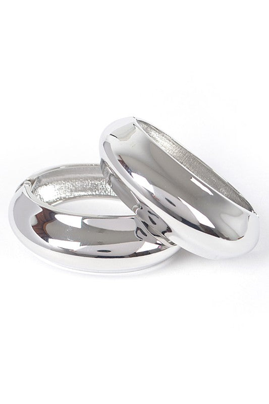 Polished 2 PC Hinged Bangle Set