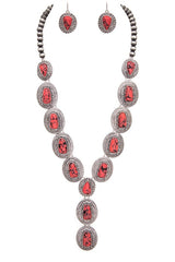 Stone Link Western Statement Necklace Set