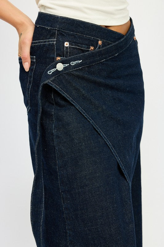 WRAPPED MAXI DENIM SKIRT