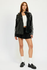 OVERSIZED MOTO PU JACKET