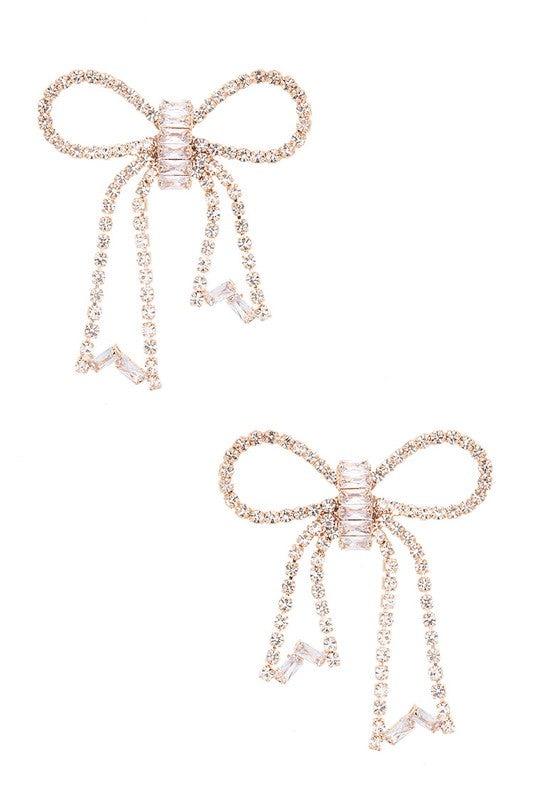 Rhinestone Bow Tie Earrings