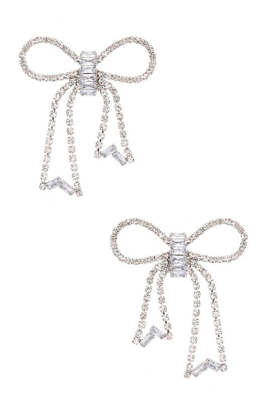 Rhinestone Bow Tie Earrings