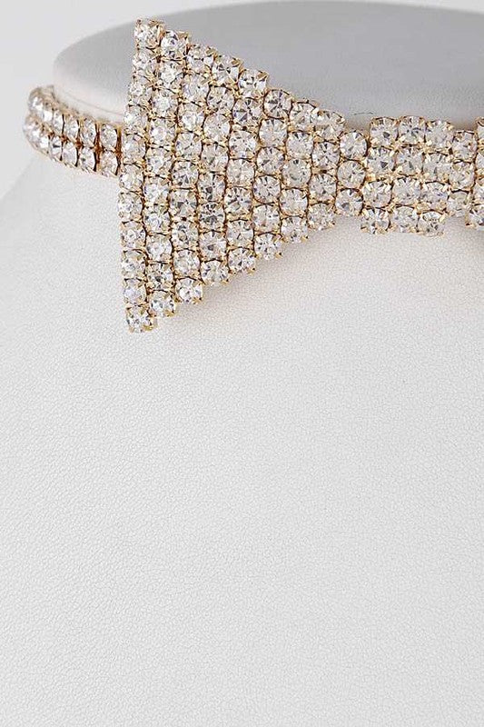 Rhinestone Bow Tie Iconic Choker Necklace