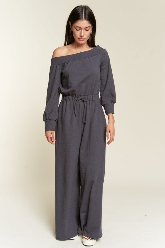 ONE SHOULDER TERRY JUMPSUIT