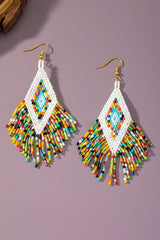 Boho seed bead drop earrings