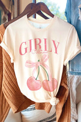 GIRLY MAMA BOW WITH CHERRIES Graphic T-Shirt