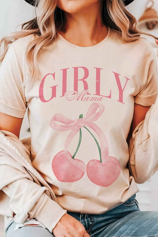 GIRLY MAMA BOW WITH CHERRIES Graphic T-Shirt