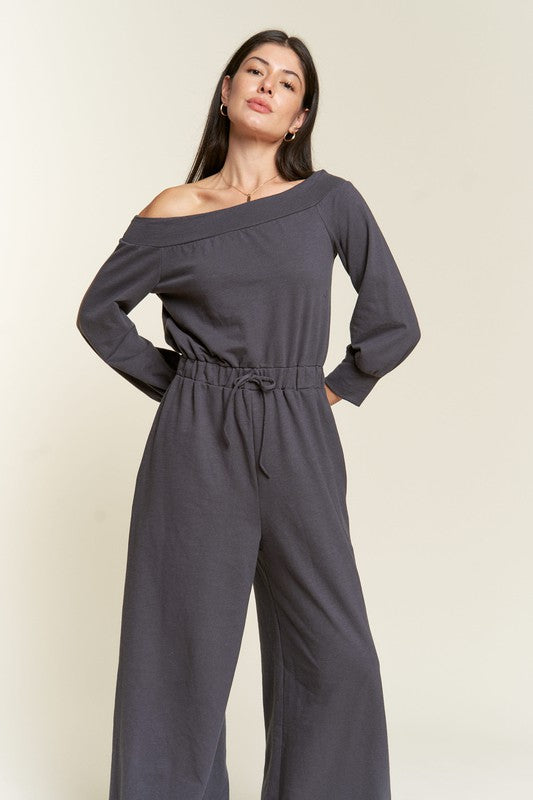 ONE SHOULDER TERRY JUMPSUIT